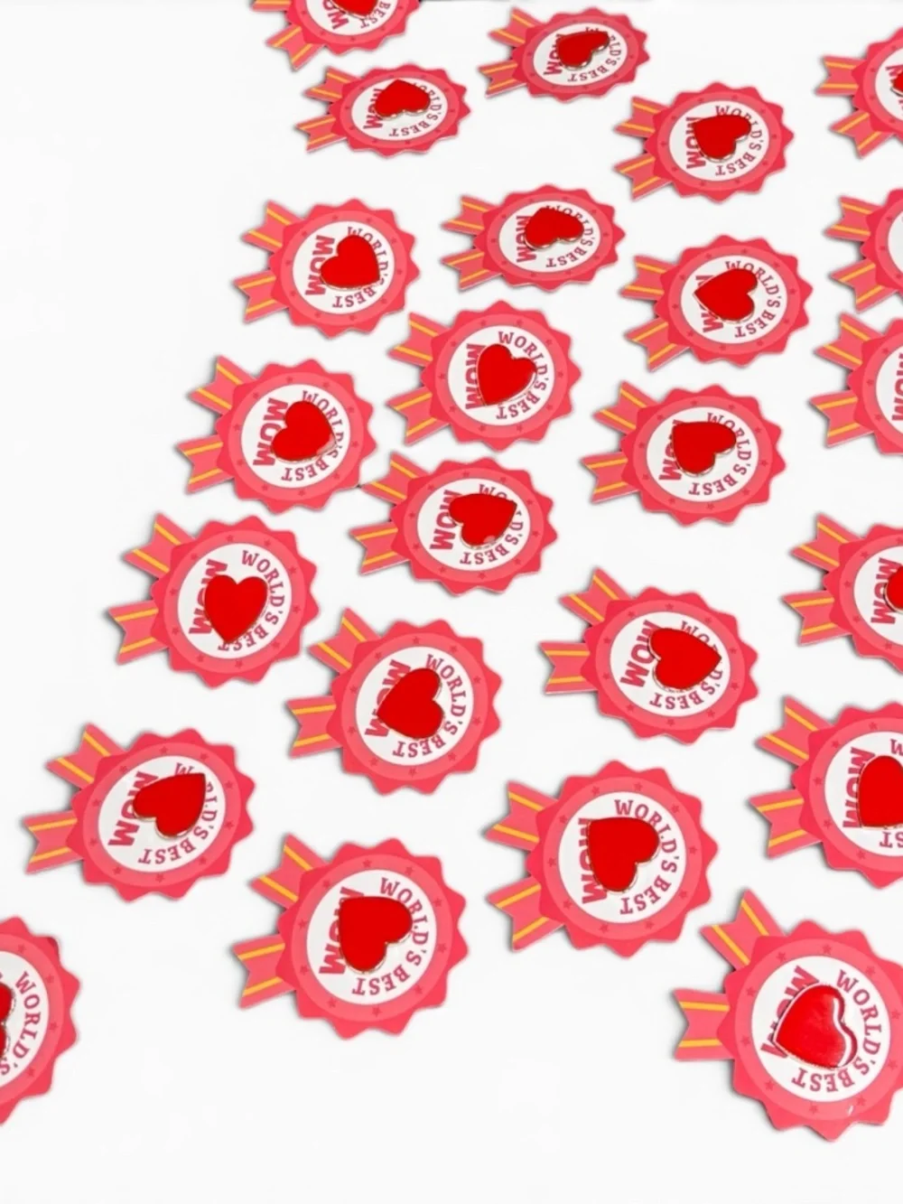 24 World's Best Mom Heart Enamel Pin Set